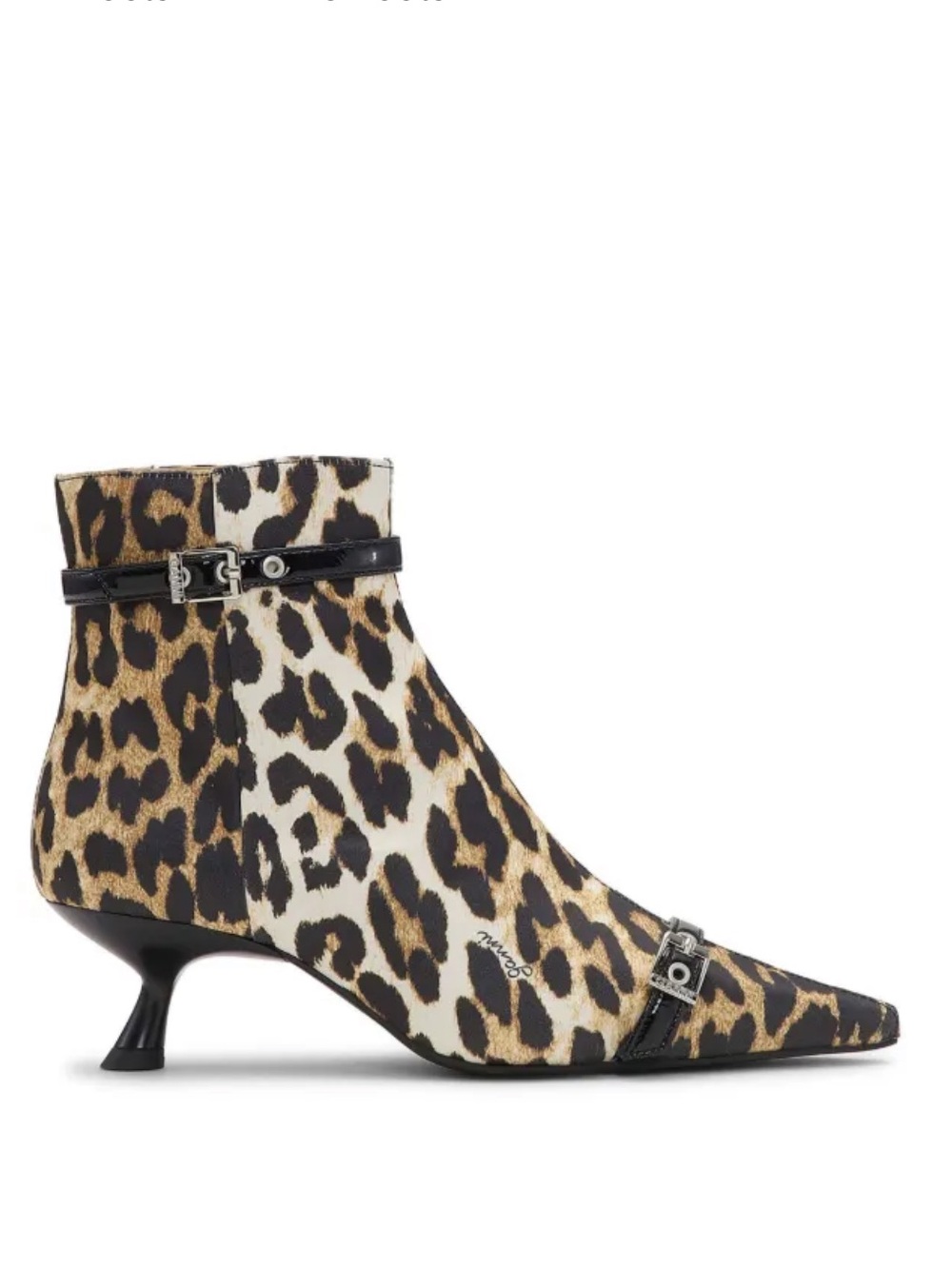 Ganni Eyelets Kitten Heel Boot in Leopard